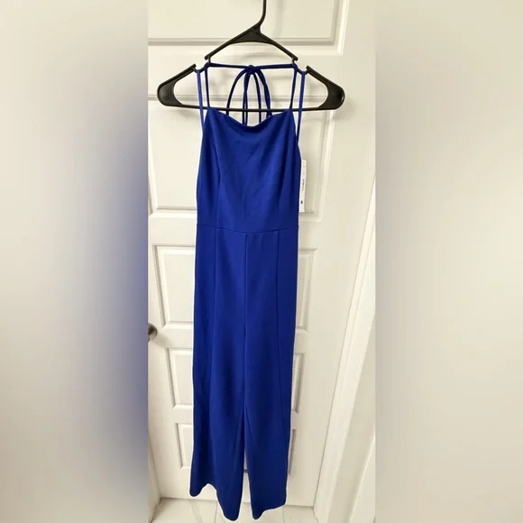 Aqua Halter Wide Leg Jumpsuit - Picture 6 of 7